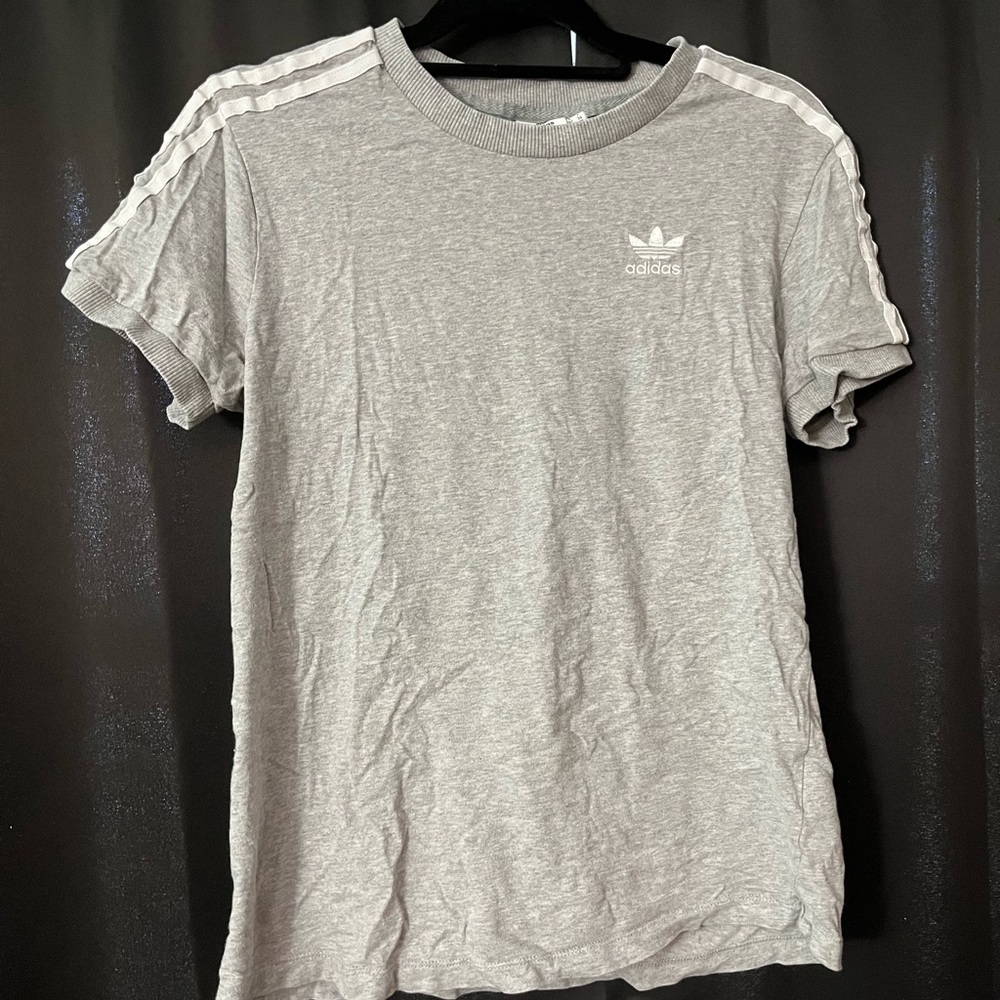 Adidas Gray T-Shirt with Stripes